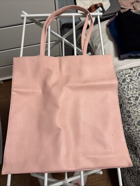 Classic Pink Leather Tote Bag